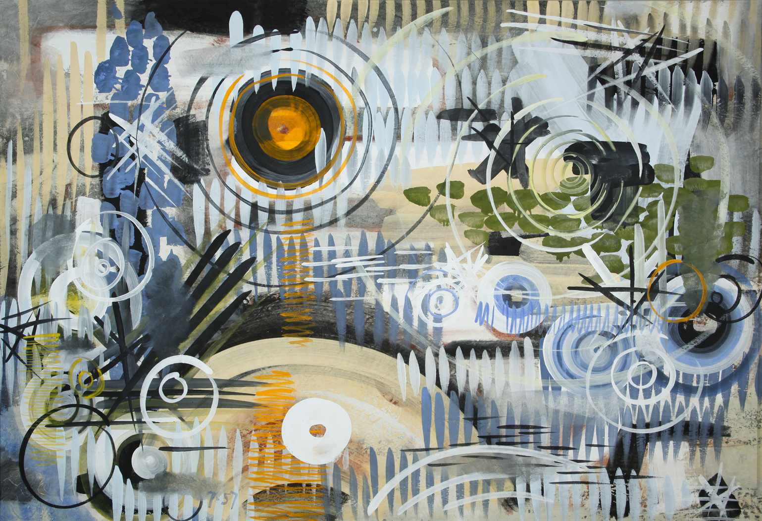 Gordon Onslow Ford, Constellations and Grasses, 1957, Caesin on mulberry paper, 38 x 56 in. Gordon Onslow Ford, Constellations and Grasses