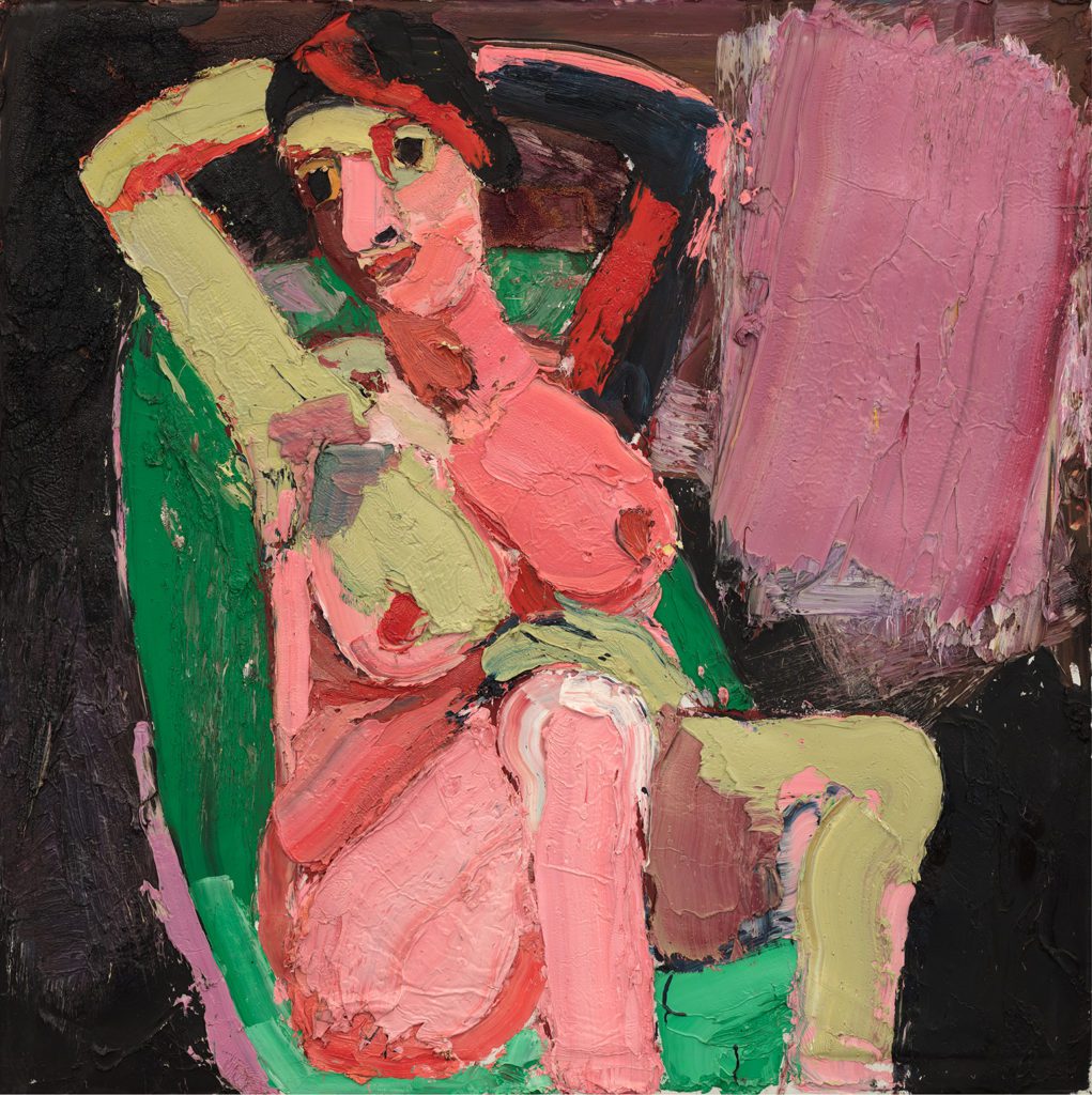 a painting of a woman reclining