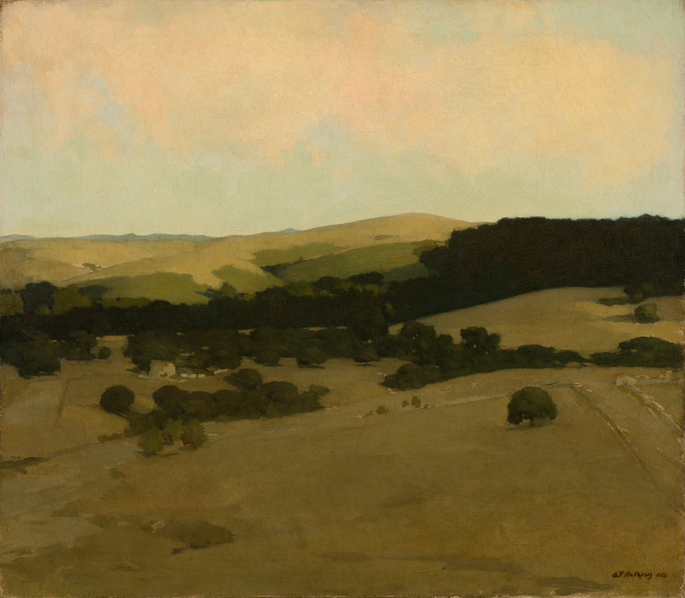 Arthur F. Mathews, Monterey County Landscape, 1907, Oil on canvas, 26 x 30 in. UCI Institute and Museum of California Art, gift of The Irvine Museum