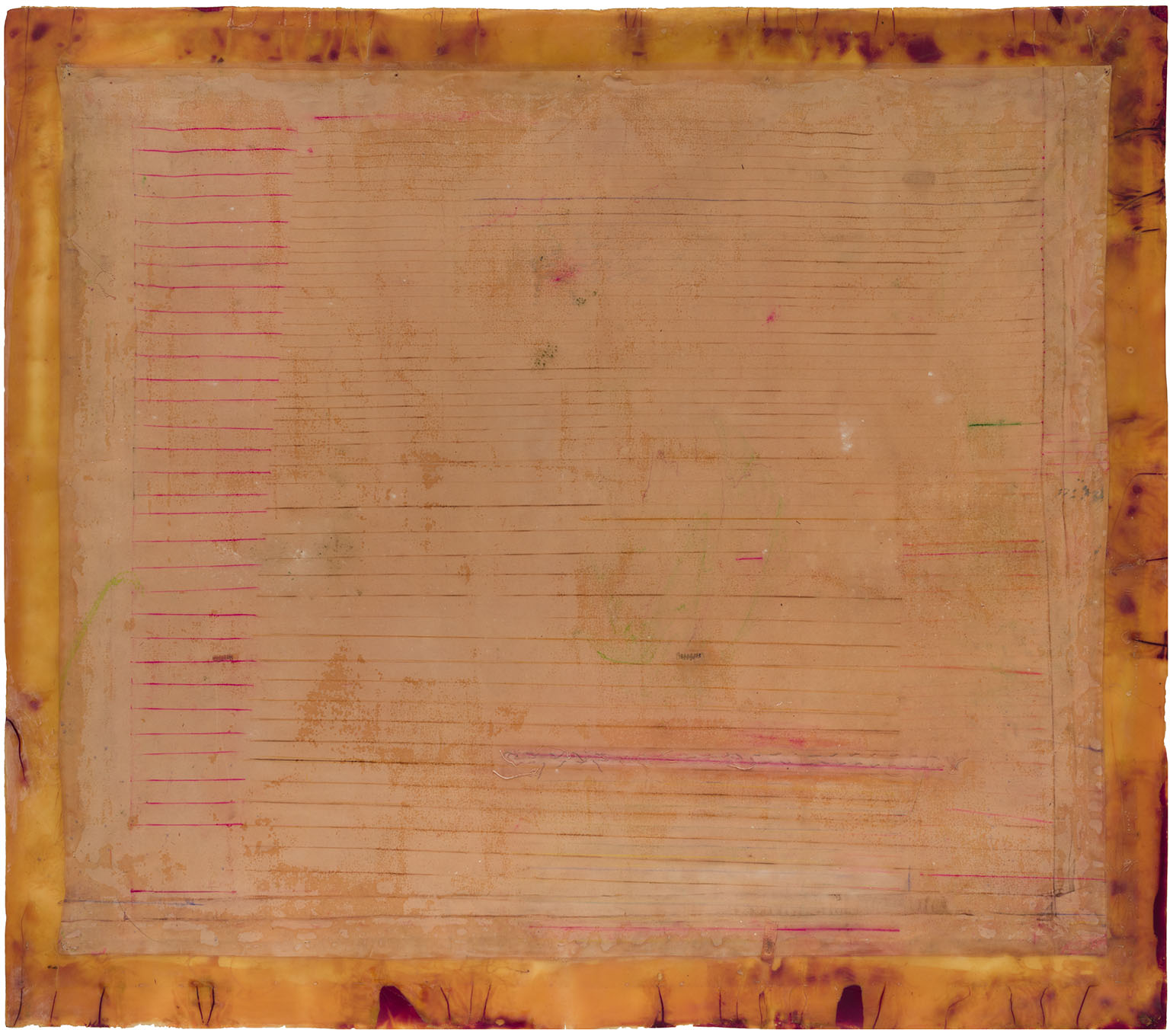 Ed Moses, <em>Untitled</em>, 1971, Powdered pigment, acrylic and resin on canvas. 88 x 99 in. UCI Jack and Shanaz Langson Institute and Museum of California Art, Gift of Ryan Collier