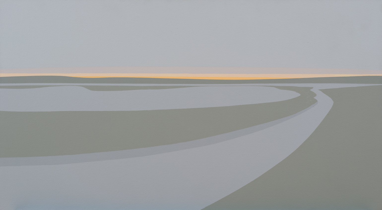 Helen Lundeberg, <em>Wetlands I</em>, 1983, Acrylic on canvas, 30 x 54 in. The Buck Collection at UCI Jack and Shanaz Langson Institute and Museum of California Art