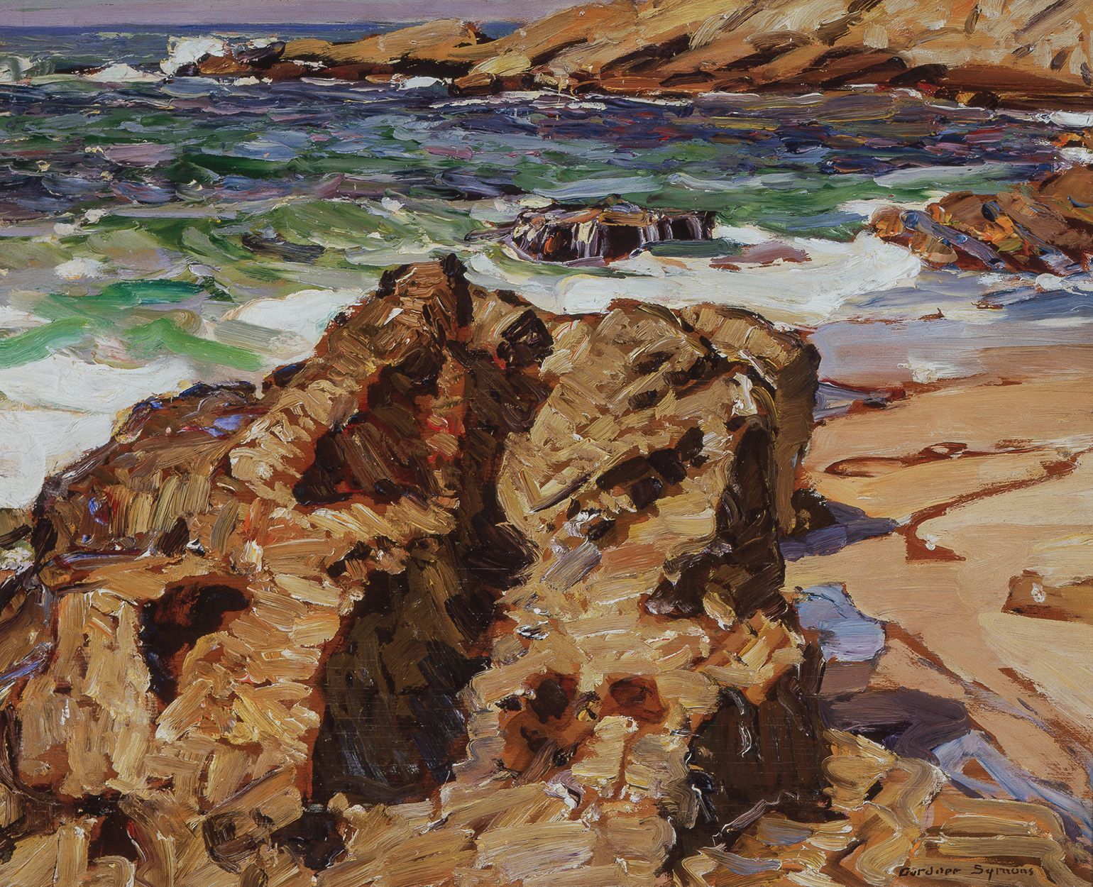 George Gardner Symons, Heisler Cove, circa 1916, Oil on panel, 17 x 21 in. The Buck Collection at UCI Institute and Museum of California Art