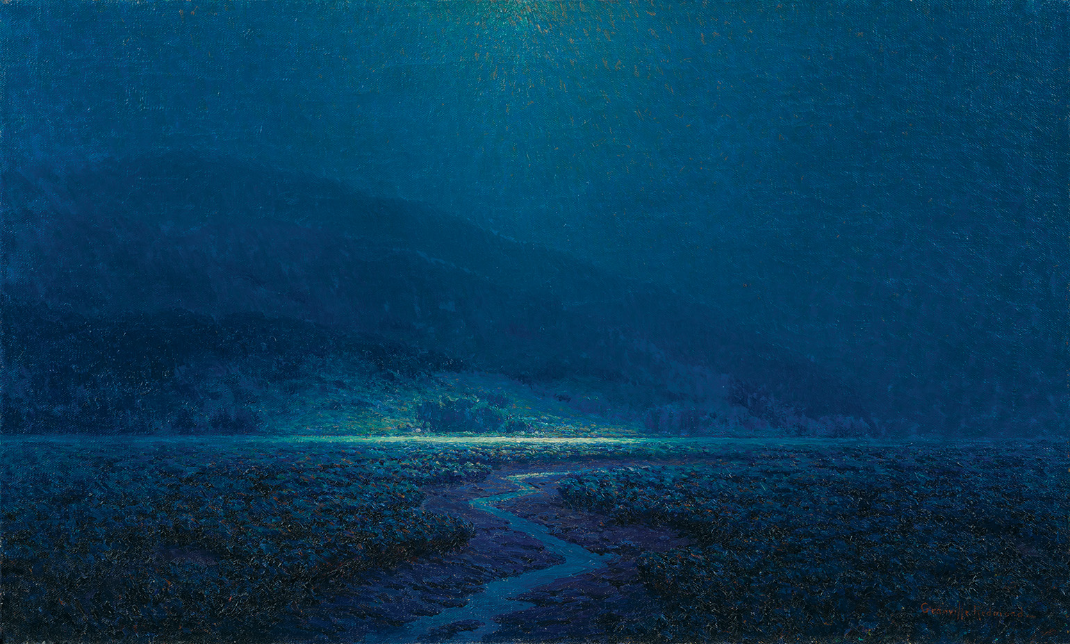 Granville Redmond, Untitled - Moonlight Marsh Scene, early 20th century, Oil on canvas, 26 x 43 in. UC Irvine Institute and Museum of California Art, Gift of The Irvine Museum