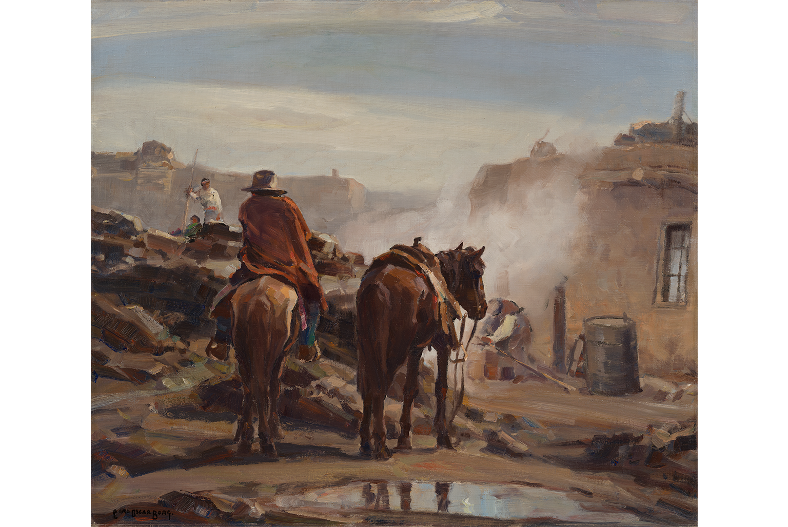 Carl Oscar Borg, In Walpi, Arizona, circa 1934, Oil on canvas, 26 x 30 in. The Buck Collection at UCI Jack and Shanaz Langson Institute and Museum of California Art