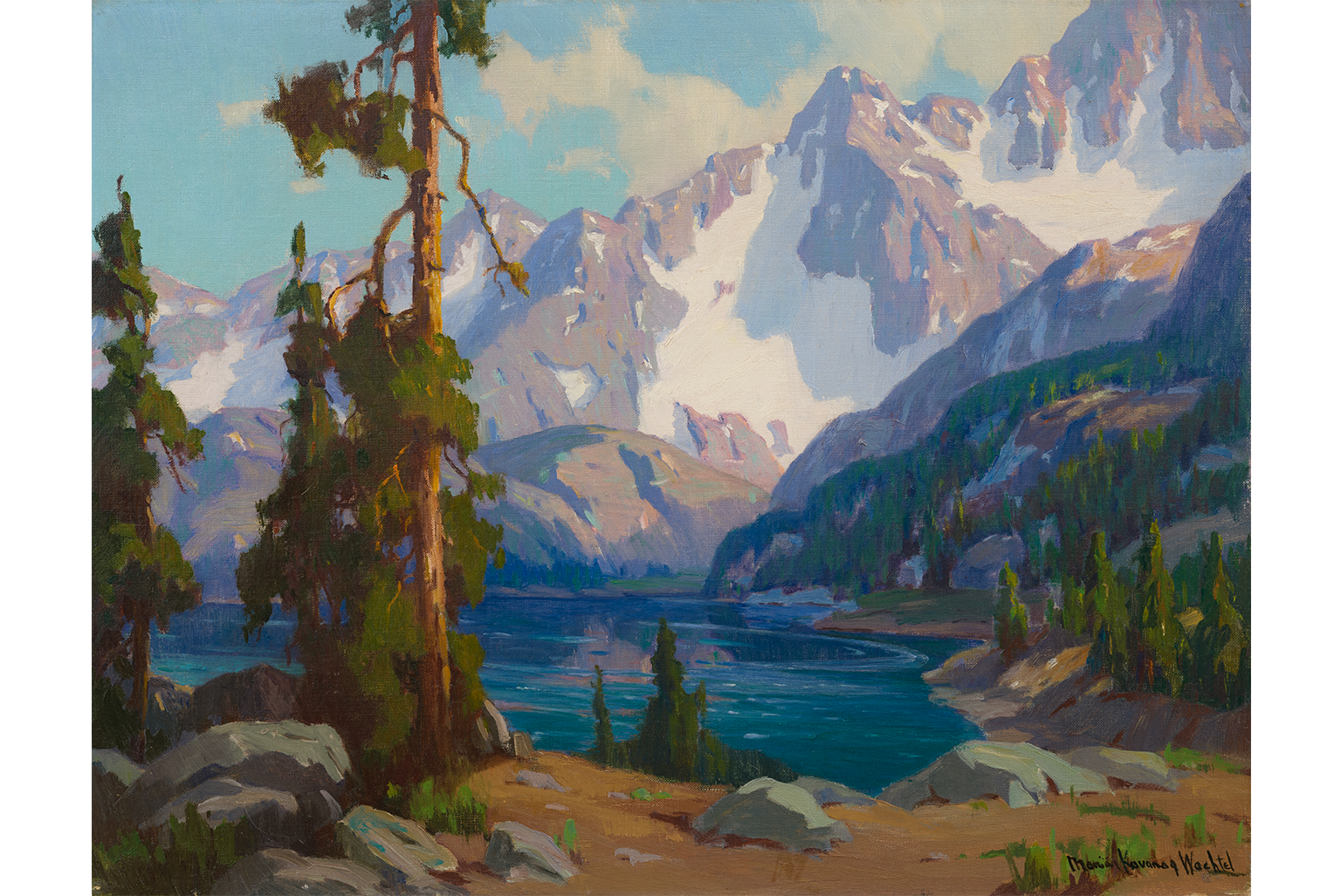Marion Kavanagh Wachtel, Long Lake, Sierra Nevada, circa 1929, Oil on canvas, 20 x 26 in. UCI Jack and Shanaz Langson Institute and Museum of California Art, Gift of The Irvine Museum