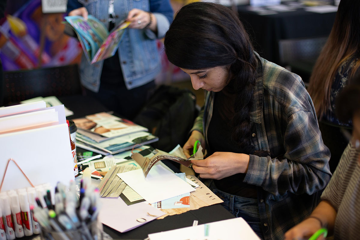 Student participating in arts program