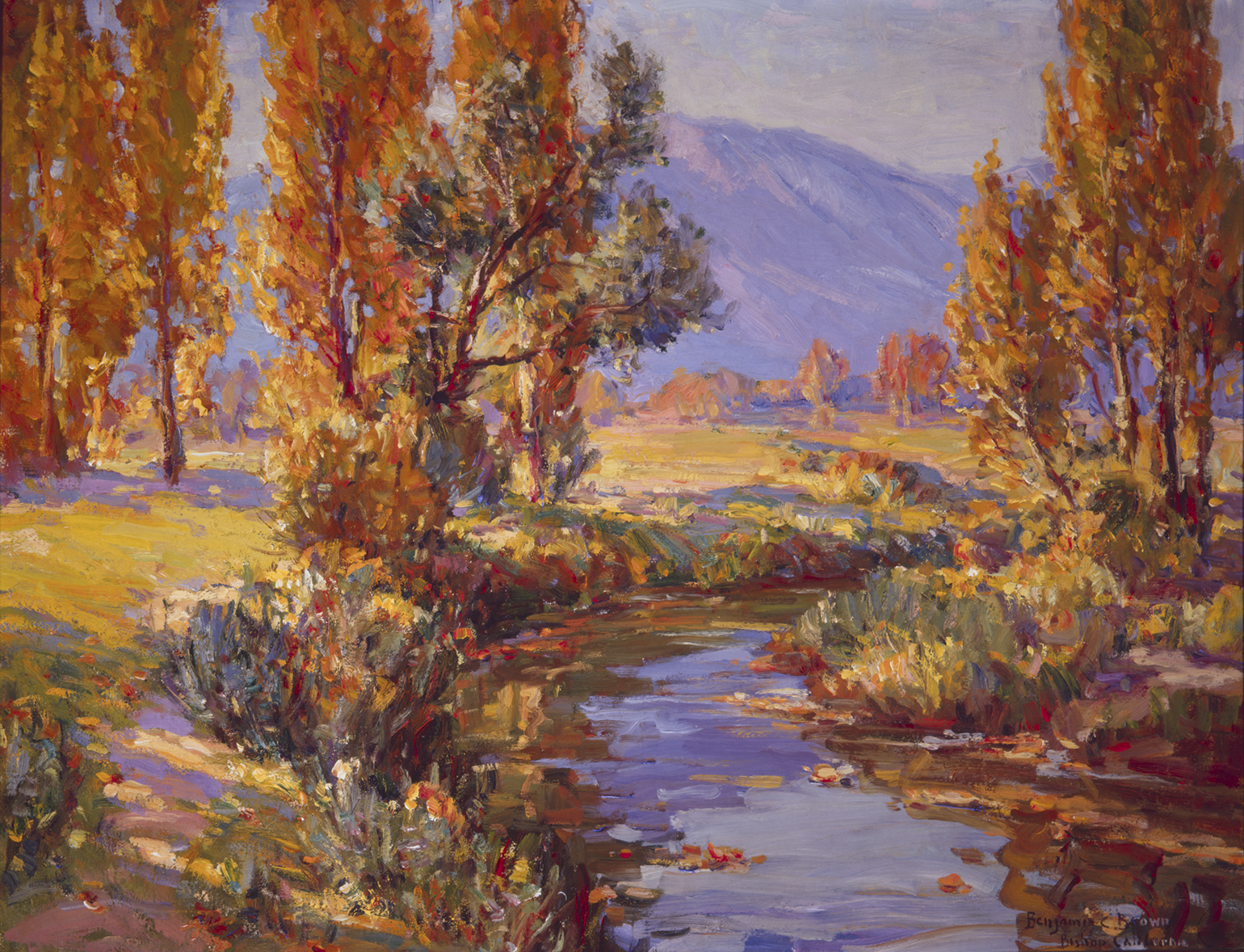 Benjamin Brown, Autumn Glory, circa 1920, Oil on canvas, 28 x 36 in. UC Irvine Jack and Shanaz Langson Institute and Museum of California Art, Gift of The Irvine Museum.