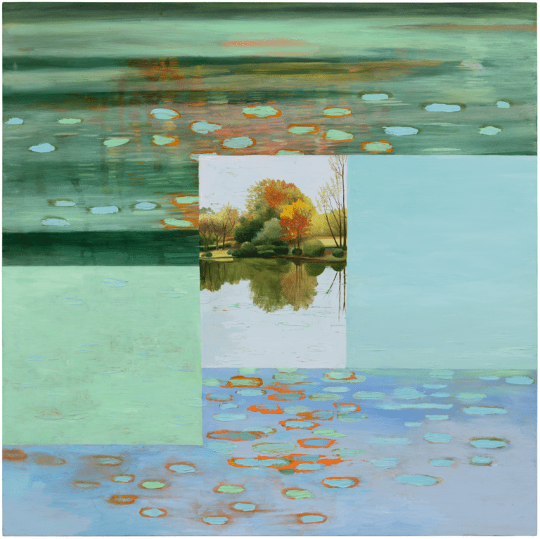 Astrid Preston, Spaces, 2016, Oil on wood panel, 24 x 24 in. UC Irvine Jack and Shanaz Langson Institute and Museum of California Art, Gift of Astrid Preston