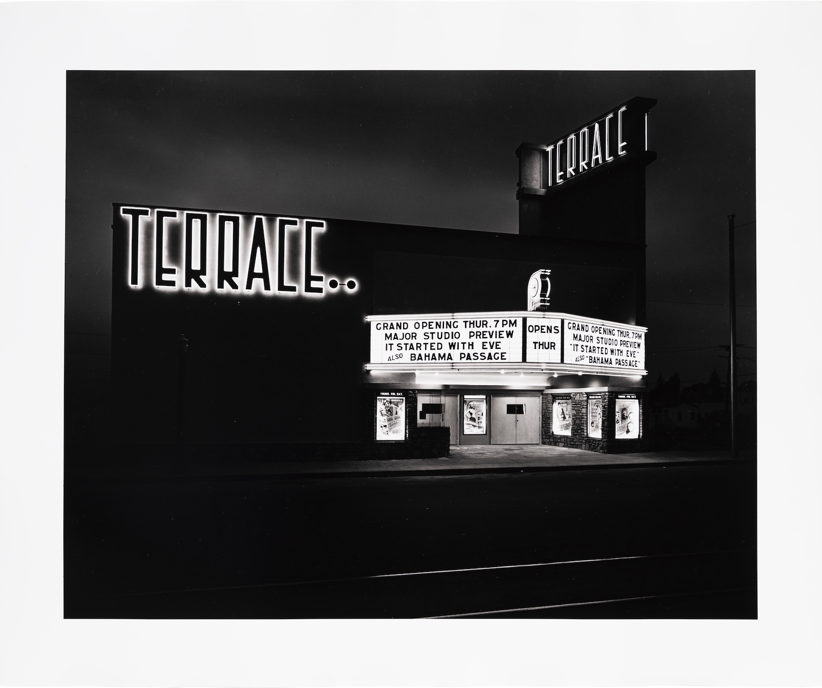 Julius Shulman, Terrace Theater, Los Angeles, 1942 (printed circa 1999), Gelatin silver print, 20 x 24 in. UC Irvine Jack and Shanaz Langson Institute and Museum of California Art, Gift of Craig Krull