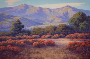 John M. Gamble, Red Buckwheat, Santa Barbara, after 1906, Oil on canvas, 28 1/4 x 42 1/4 in. UC Irvine Jack and Shanaz Langson Institute and Museum of California Art. Gift of The Irvine Museum