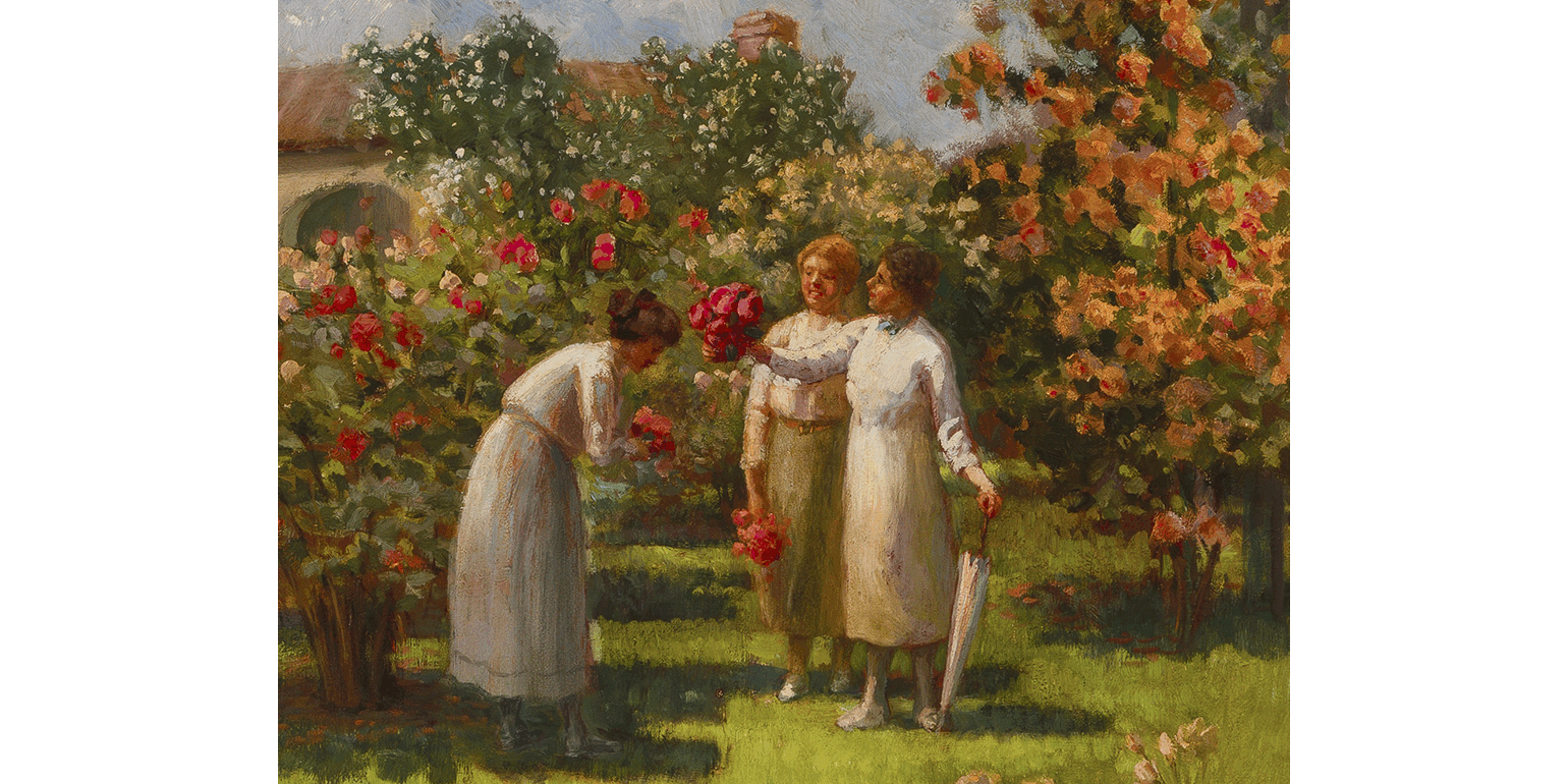 William Lees Judson, My Rose Garden, after 1893, Oil on canvas, 18 × 15 in. The Buck Collection at UC Irvine Jack and Shanaz Langson Institute and Museum of California Art